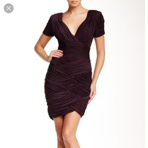 Halston Heritage Ruched Cocktail Dress in Black